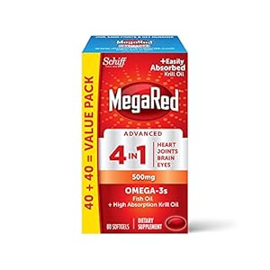 Omega 3 Fish Oil & Antarctic Krill Oil Softgels for Brain, Heart, Joints & Eye Support, MegaRed (80 count bottle…